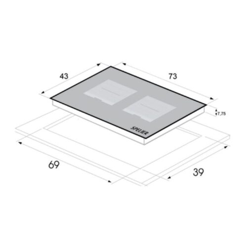Bếp từ đôi Spelier SPE IC 1089B lắp âm 3 Kích thước bếp từ đôi Spelier SPE IC 1089B lắp âm