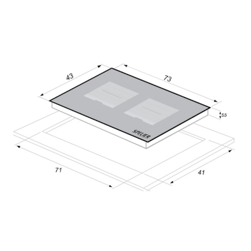 Kích thước bếp từ đôi Spelier SPE IC 1088 lắp âm Kích thước bếp từ đôi Spelier SPE IC 1088 lắp âm