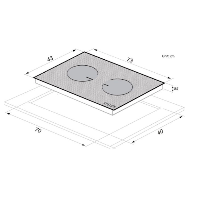 Kích thước bếp từ đôi Spelier SPM 980I PLUS lắp âm Kích thước bếp từ đôi Spelier SPM 980I PLUS lắp âm